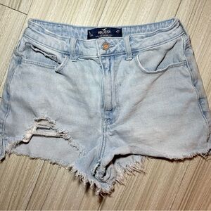 Hollister Light Blue Frayed Jean Shorts